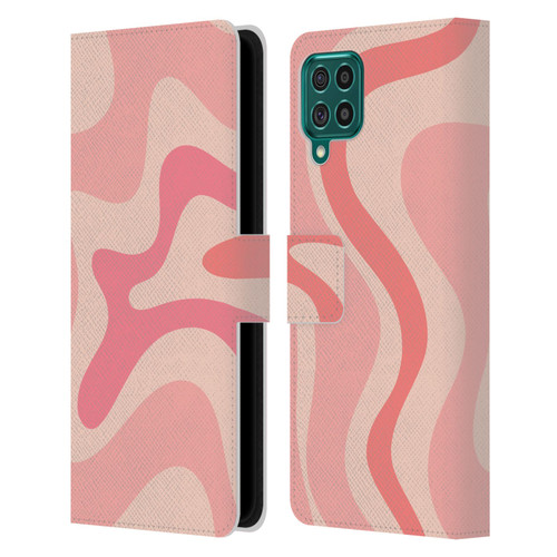 Kierkegaard Design Studio Retro Abstract Patterns Soft Pink Liquid Swirl Leather Book Wallet Case Cover For Samsung Galaxy F62 (2021)