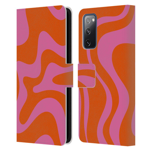 Kierkegaard Design Studio Retro Abstract Patterns Hot Pink Orange Swirl Leather Book Wallet Case Cover For Samsung Galaxy S20 FE / 5G