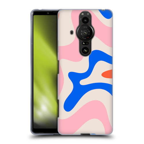 Kierkegaard Design Studio Retro Abstract Patterns Pink Blue Orange Swirl Soft Gel Case for Sony Xperia Pro-I