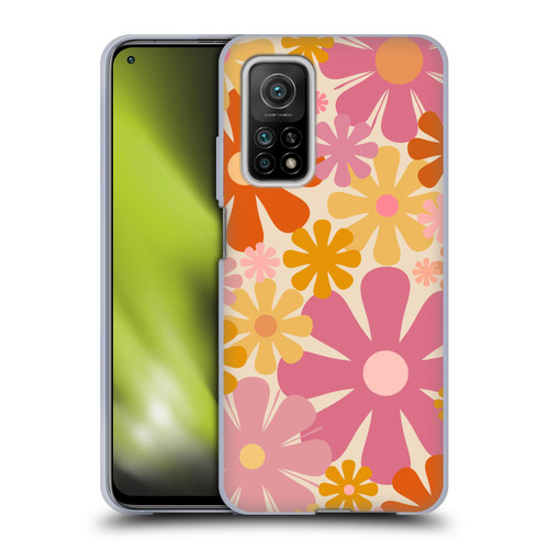 Kierkegaard Design Studio Retro Abstract Patterns Pink Orange Thulian Flowers Soft Gel Case for Xiaomi Mi 10T 5G