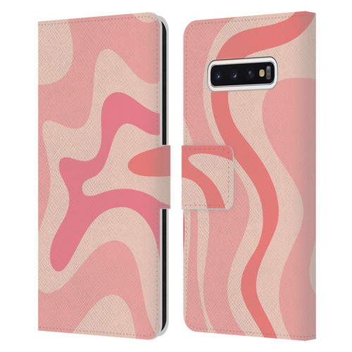 Kierkegaard Design Studio Retro Abstract Patterns Soft Pink Liquid Swirl Leather Book Wallet Case Cover For Samsung Galaxy S10