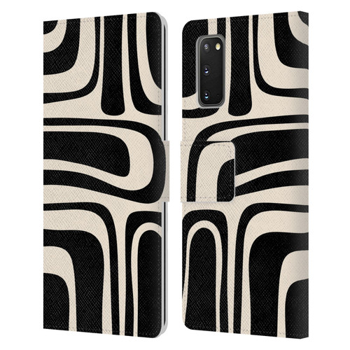 Kierkegaard Design Studio Retro Abstract Patterns Palm Springs Black Cream Leather Book Wallet Case Cover For Samsung Galaxy S20 / S20 5G