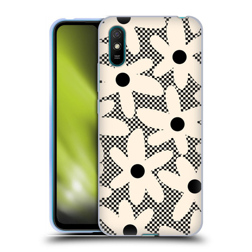 Kierkegaard Design Studio Retro Abstract Patterns Daisy Black Cream Dots Check Soft Gel Case for Xiaomi Redmi 9A / Redmi 9AT