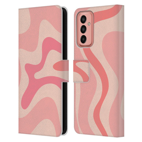 Kierkegaard Design Studio Retro Abstract Patterns Soft Pink Liquid Swirl Leather Book Wallet Case Cover For Samsung Galaxy M13 (2022)