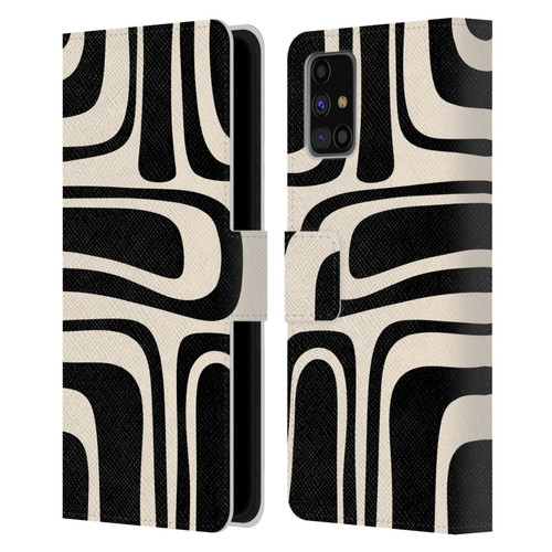 Kierkegaard Design Studio Retro Abstract Patterns Palm Springs Black Cream Leather Book Wallet Case Cover For Samsung Galaxy M31s (2020)