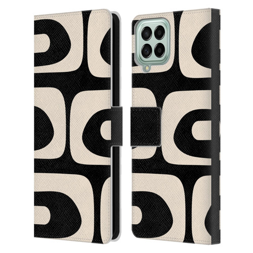 Kierkegaard Design Studio Retro Abstract Patterns Modern Piquet Black Cream Leather Book Wallet Case Cover For Samsung Galaxy M33 (2022)