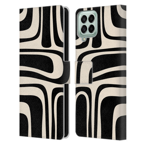 Kierkegaard Design Studio Retro Abstract Patterns Palm Springs Black Cream Leather Book Wallet Case Cover For Samsung Galaxy M33 (2022)