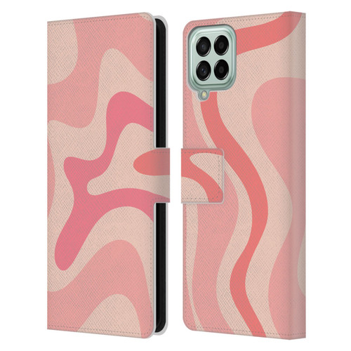 Kierkegaard Design Studio Retro Abstract Patterns Soft Pink Liquid Swirl Leather Book Wallet Case Cover For Samsung Galaxy M53 (2022)