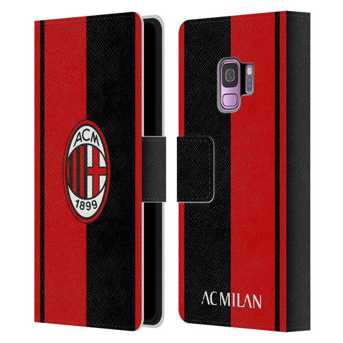 AC Milan Crest Red And Black Leather Book Wallet Case Cover For Samsung Galaxy S9