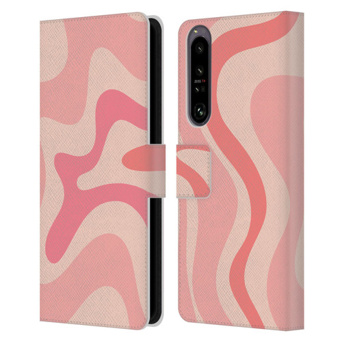 Kierkegaard Design Studio Retro Abstract Patterns Soft Pink Liquid Swirl Leather Book Wallet Case Cover For Sony Xperia 1 IV