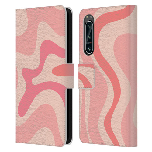 Kierkegaard Design Studio Retro Abstract Patterns Soft Pink Liquid Swirl Leather Book Wallet Case Cover For Sony Xperia 5 IV