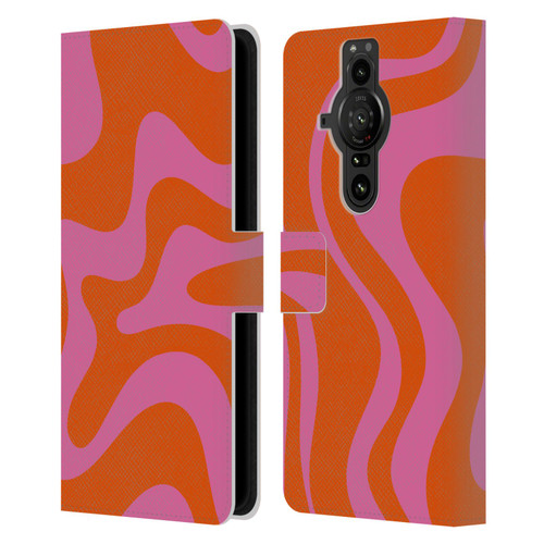 Kierkegaard Design Studio Retro Abstract Patterns Hot Pink Orange Swirl Leather Book Wallet Case Cover For Sony Xperia Pro-I