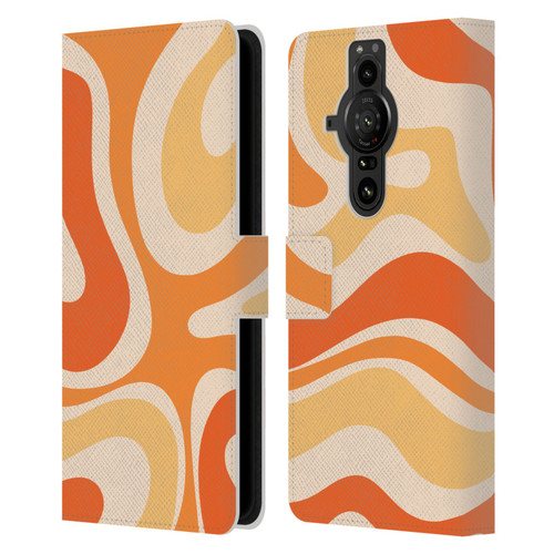 Kierkegaard Design Studio Retro Abstract Patterns Modern Orange Tangerine Swirl Leather Book Wallet Case Cover For Sony Xperia Pro-I
