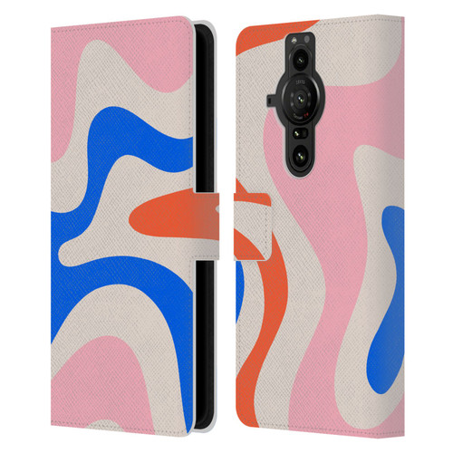 Kierkegaard Design Studio Retro Abstract Patterns Pink Blue Orange Swirl Leather Book Wallet Case Cover For Sony Xperia Pro-I