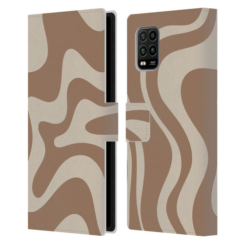 Kierkegaard Design Studio Retro Abstract Patterns Milk Brown Beige Swirl Leather Book Wallet Case Cover For Xiaomi Mi 10 Lite 5G