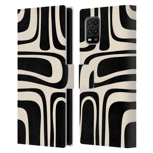 Kierkegaard Design Studio Retro Abstract Patterns Palm Springs Black Cream Leather Book Wallet Case Cover For Xiaomi Mi 10 Lite 5G