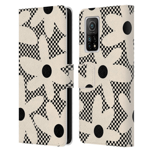 Kierkegaard Design Studio Retro Abstract Patterns Daisy Black Cream Dots Check Leather Book Wallet Case Cover For Xiaomi Mi 10T 5G