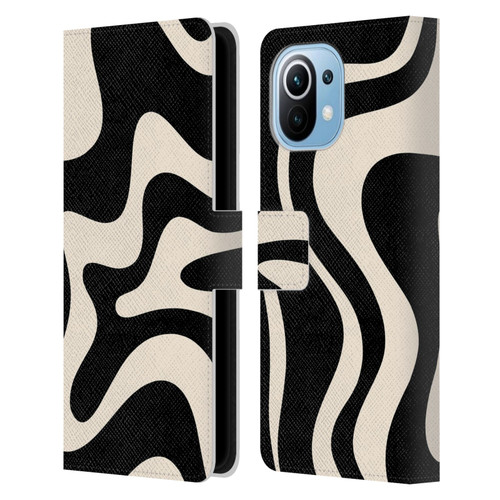 Kierkegaard Design Studio Retro Abstract Patterns Black Almond Cream Swirl Leather Book Wallet Case Cover For Xiaomi Mi 11