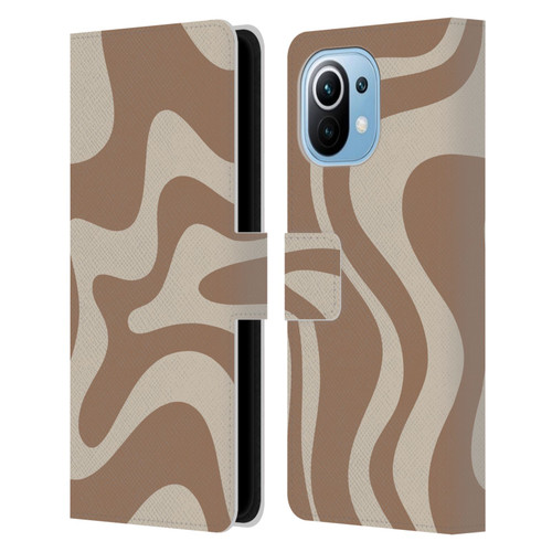 Kierkegaard Design Studio Retro Abstract Patterns Milk Brown Beige Swirl Leather Book Wallet Case Cover For Xiaomi Mi 11