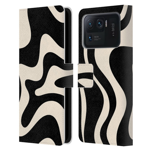 Kierkegaard Design Studio Retro Abstract Patterns Black Almond Cream Swirl Leather Book Wallet Case Cover For Xiaomi Mi 11 Ultra