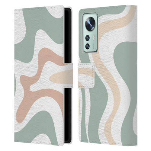 Kierkegaard Design Studio Retro Abstract Patterns Celadon Sage Swirl Leather Book Wallet Case Cover For Xiaomi 12