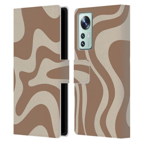 Kierkegaard Design Studio Retro Abstract Patterns Milk Brown Beige Swirl Leather Book Wallet Case Cover For Xiaomi 12