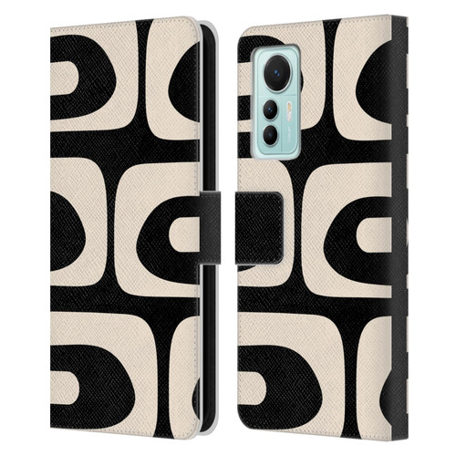 Kierkegaard Design Studio Retro Abstract Patterns Modern Piquet Black Cream Leather Book Wallet Case Cover For Xiaomi 12 Lite