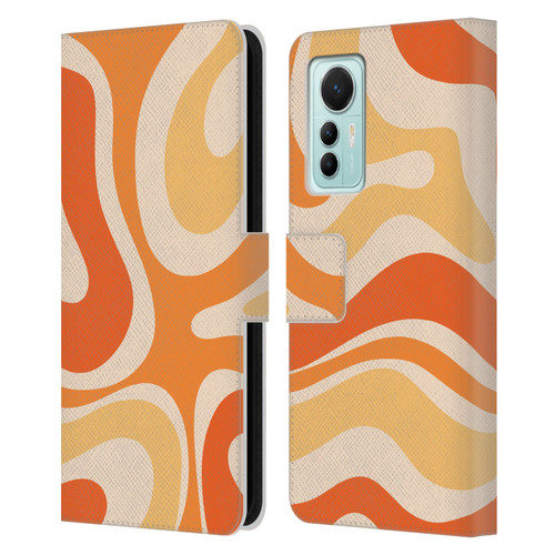 Kierkegaard Design Studio Retro Abstract Patterns Modern Orange Tangerine Swirl Leather Book Wallet Case Cover For Xiaomi 12 Lite