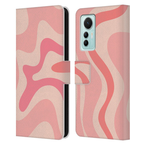 Kierkegaard Design Studio Retro Abstract Patterns Soft Pink Liquid Swirl Leather Book Wallet Case Cover For Xiaomi 12 Lite