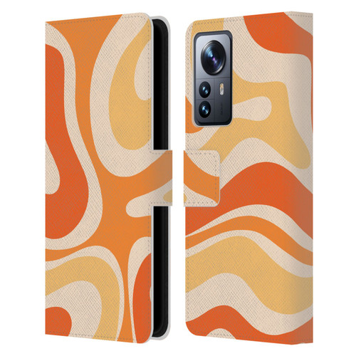 Kierkegaard Design Studio Retro Abstract Patterns Modern Orange Tangerine Swirl Leather Book Wallet Case Cover For Xiaomi 12 Pro