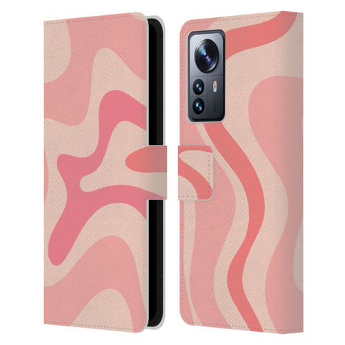 Kierkegaard Design Studio Retro Abstract Patterns Soft Pink Liquid Swirl Leather Book Wallet Case Cover For Xiaomi 12 Pro