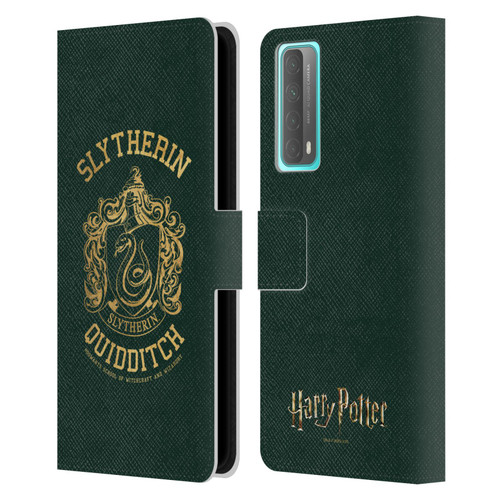 Harry Potter Deathly Hallows X Slytherin Quidditch Leather Book Wallet Case Cover For Huawei P Smart (2021)