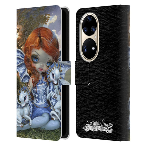 Strangeling Dragon Blue Willow Fairy Leather Book Wallet Case Cover For Huawei P50 Pro