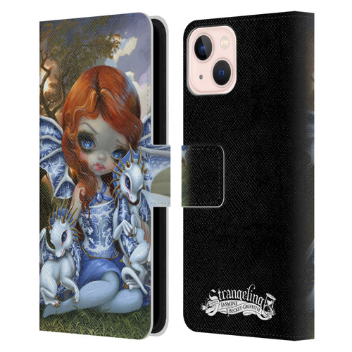 Strangeling Dragon Blue Willow Fairy Leather Book Wallet Case Cover For Apple iPhone 13