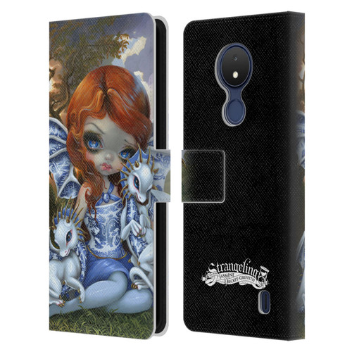 Strangeling Dragon Blue Willow Fairy Leather Book Wallet Case Cover For Nokia C21