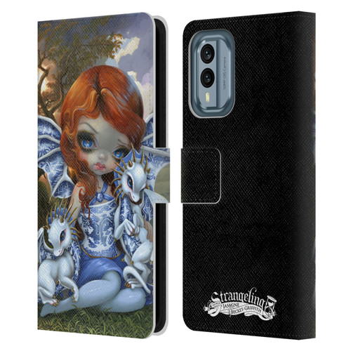 Strangeling Dragon Blue Willow Fairy Leather Book Wallet Case Cover For Nokia X30