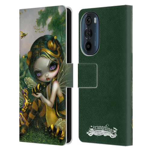 Strangeling Dragon Bee Fairy Leather Book Wallet Case Cover For Motorola Edge 30