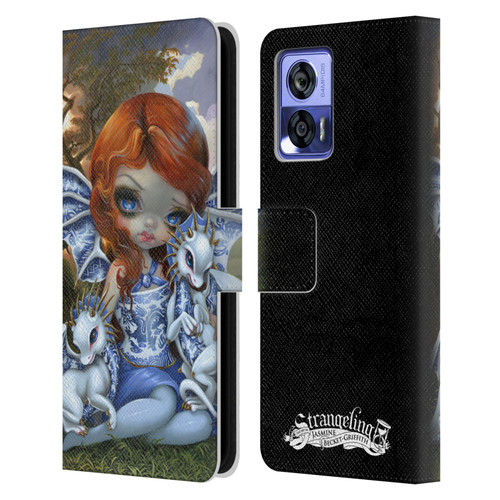 Strangeling Dragon Blue Willow Fairy Leather Book Wallet Case Cover For Motorola Edge 30 Neo 5G