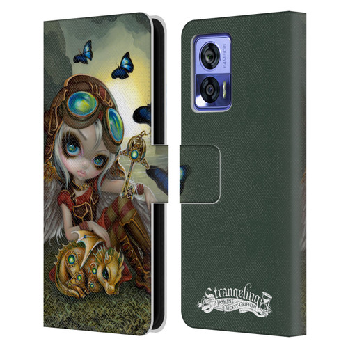 Strangeling Dragon Steampunk Fairy Leather Book Wallet Case Cover For Motorola Edge 30 Neo 5G