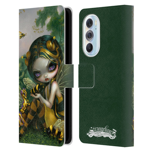 Strangeling Dragon Bee Fairy Leather Book Wallet Case Cover For Motorola Edge X30