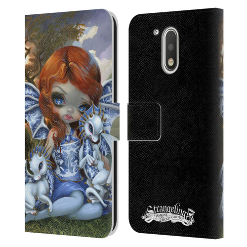 Strangeling Dragon Blue Willow Fairy Leather Book Wallet Case Cover For Motorola Moto G41