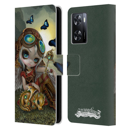 Strangeling Dragon Steampunk Fairy Leather Book Wallet Case Cover For OPPO A57s