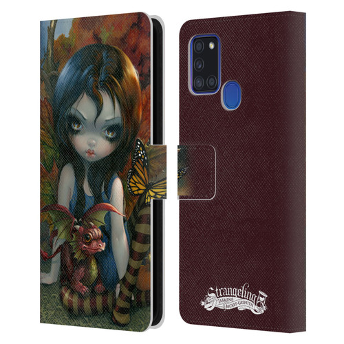 Strangeling Dragon Autumn Fairy Leather Book Wallet Case Cover For Samsung Galaxy A21s (2020)