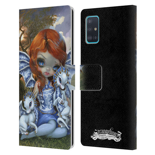 Strangeling Dragon Blue Willow Fairy Leather Book Wallet Case Cover For Samsung Galaxy A51 (2019)