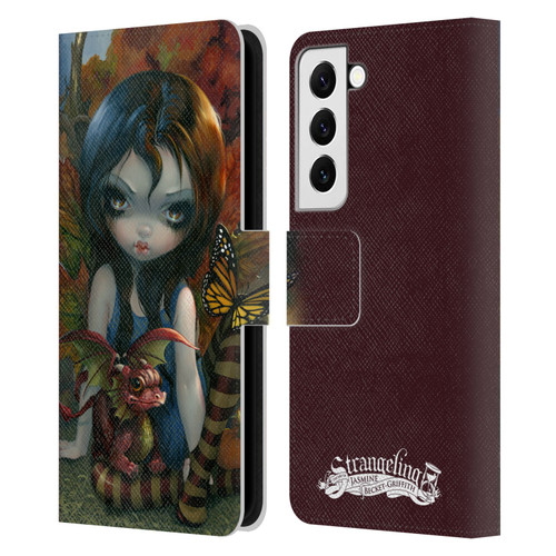 Strangeling Dragon Autumn Fairy Leather Book Wallet Case Cover For Samsung Galaxy S22 5G