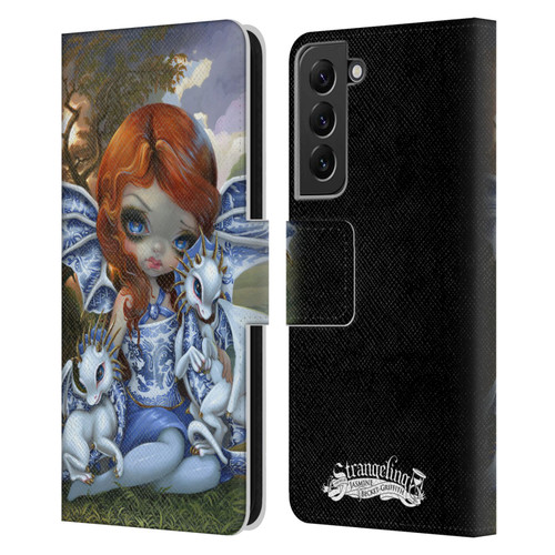 Strangeling Dragon Blue Willow Fairy Leather Book Wallet Case Cover For Samsung Galaxy S22+ 5G
