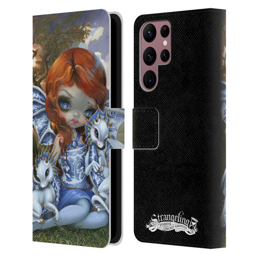 Strangeling Dragon Blue Willow Fairy Leather Book Wallet Case Cover For Samsung Galaxy S22 Ultra 5G