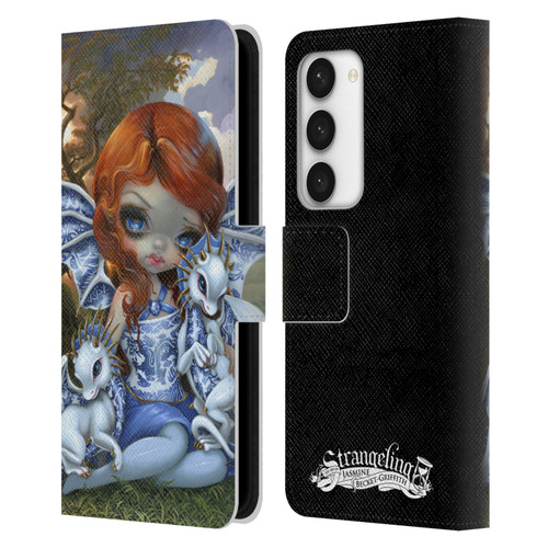 Strangeling Dragon Blue Willow Fairy Leather Book Wallet Case Cover For Samsung Galaxy S23 5G