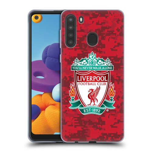Liverpool Football Club Digital Camouflage Home Red Crest Soft Gel Case for Samsung Galaxy A21 (2020)