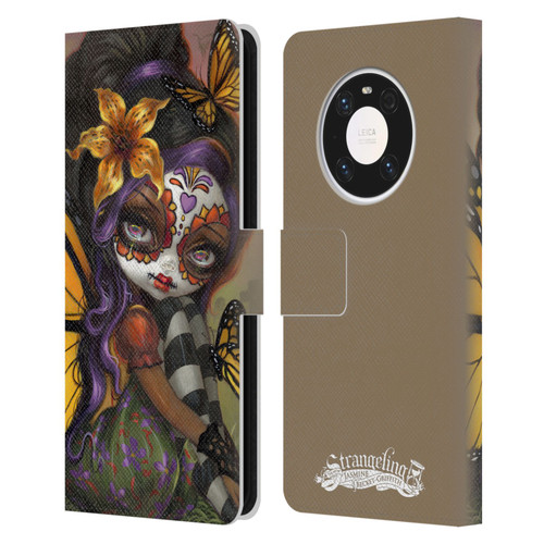 Strangeling Fairy Art Day of Dead Butterfly Leather Book Wallet Case Cover For Huawei Mate 40 Pro 5G